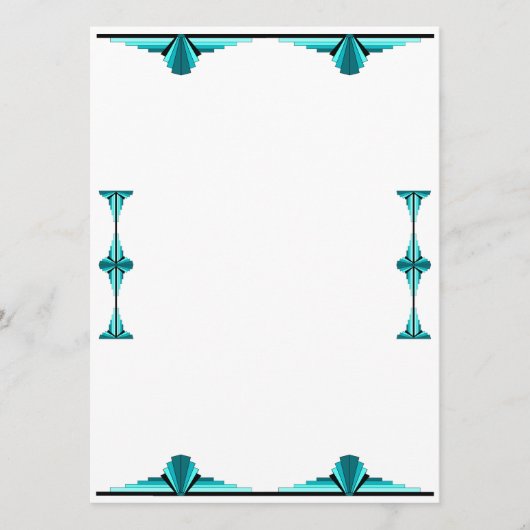 Art deco elements in teal green menu (Voorkant)