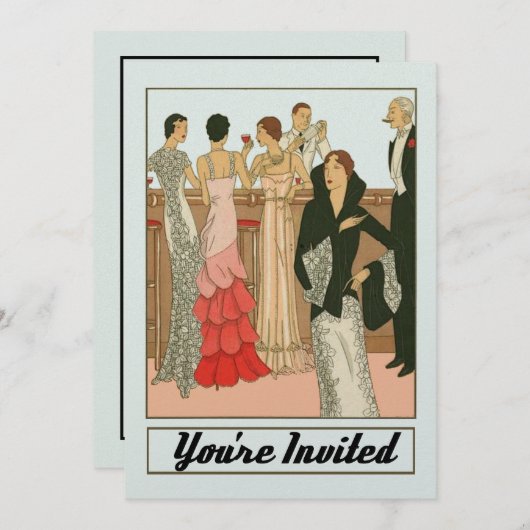 Art Deco Elite Sophisticated Party Kaart (Voorkant / Achterkant)