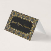 Art Deco Embroidered-Style Folded Table Name Card Kaart (Achterkant)