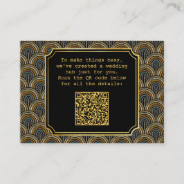 Art Deco Embroidered-Style QR Code Enclosure Card Informatiekaartje