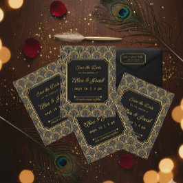 Art Deco Embroidered-Style Save the Date Wedding Kaart