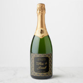 Art Deco Embroidered-Style Wedding Champagne  Sparkling Wijnetiket (Voorkant)