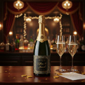 Art Deco Embroidered-Style Wedding Champagne Sparkling Wijnetiket