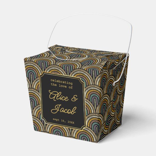 Art Deco Embroidered-Style Wedding Favor Box Bedankdoosjes (Voorkant Zijde)