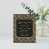 Art Deco Embroidered-Style Wedding Invitation Kaart (Staand voorkant)