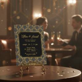 Art Deco Embroidered-Style Wedding Invitation Kaart