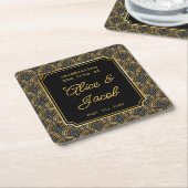 Art Deco Embroidered-Style Wedding Kartonnen Onderzetters (Schuin)