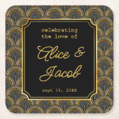 Art Deco Embroidered-Style Wedding Kartonnen Onderzetters (Voorkant)