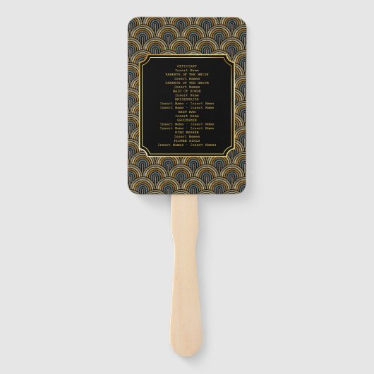 Art Deco Embroidered-Style Wedding Program Handwaaier (Achterkant)