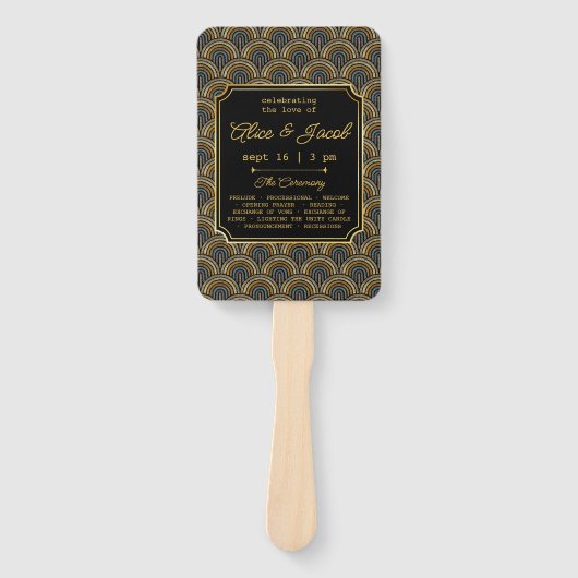 Art Deco Embroidered-Style Wedding Program Handwaaier (Voorkant)