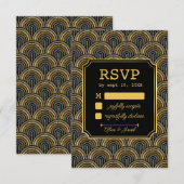 Art Deco Embroidered-Style Wedding RSVP Card (Voorkant / Achterkant)