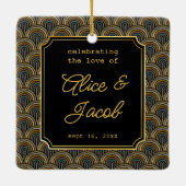 Art Deco Embroidered-Style Wedding Square  Keramisch Ornament (Achterkant)