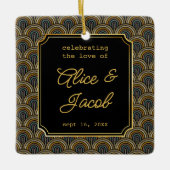 Art Deco Embroidered-Style Wedding Square  Keramisch Ornament (Voorkant)