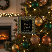 Art Deco Embroidered-Style Wedding Square Keramisch Ornament