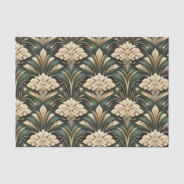 Art Deco Emerald Gilded Bloom Pattern Tissuepapier