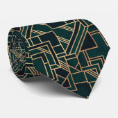 Art Deco Emerald Greens, Geometrisch design op een Stropdas (Opgerold)