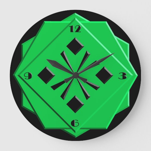 Art Deco emerald groen geometrisch patroon Grote Klok (Voorkant)