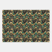 Art Deco Emerald Midnight New Year Pattern Inpakpapier Vel (Voorkant 3)