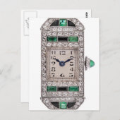 Art Deco Emeralds en Diamonds Watch Briefkaart (Voorkant / Achterkant)