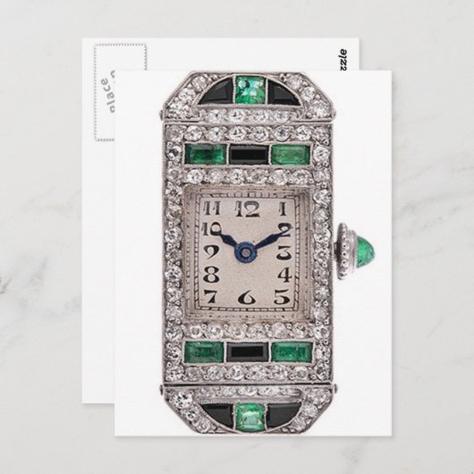 Art Deco Emeralds en Diamonds Watch Briefkaart (Voorkant / Achterkant)