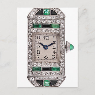 Art Deco Emeralds en Diamonds Watch Briefkaart