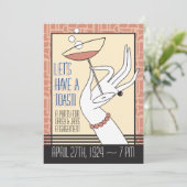 Art Deco Engagement Party Douche Uitnodigingen (Staand voorkant)