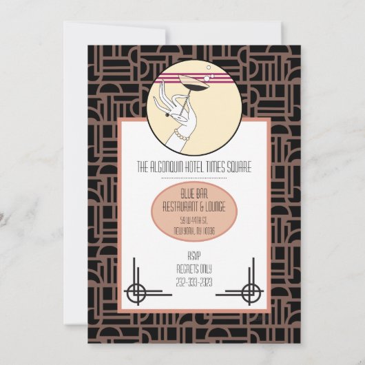 Art Deco Engagement Party Douche Uitnodigingen (Achterkant)