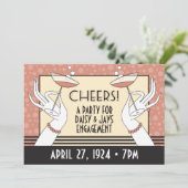 Art Deco Engagement Party Douche Uitnodigingen HZ (Staand voorkant)