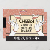 Art Deco Engagement Party Douche Uitnodigingen HZ (Voorkant / Achterkant)