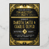 Art Deco Engagement Party Folie Folie Uitnodiging (Voorkant)