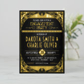 Art Deco Engagement Party Folie Folie Uitnodiging (Staand Voorkant)