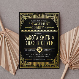 Art Deco Engagement Party Folie Uitnodiging