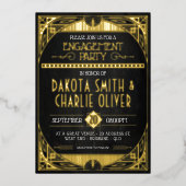 Art Deco Engagement Party Folie Uitnodiging (Voorkant)