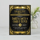Art Deco Engagement Party Folie Uitnodiging (Staand Voorkant)
