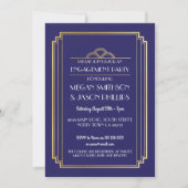 Art Deco Engagement Party Nodig Navy Gold uit 1920 Kaart (Voorkant)