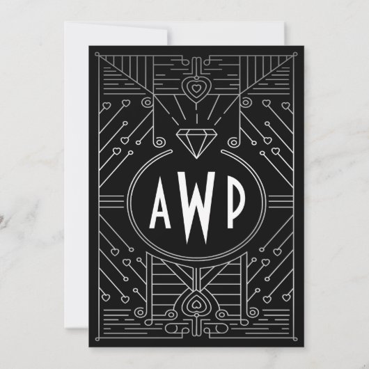 Art Deco  Engagement Party Uitnodigingen (Achterkant)