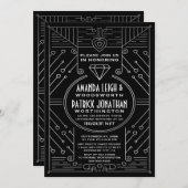 Art Deco  Engagement Party Uitnodigingen (Voorkant / Achterkant)