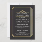 Art Deco Engagement Party-uitnodigingen voor Gold Kaart (Voorkant)