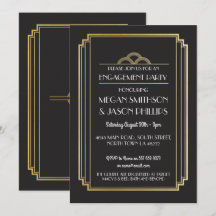 Art Deco Engagement Party-uitnodigingen voor Gold