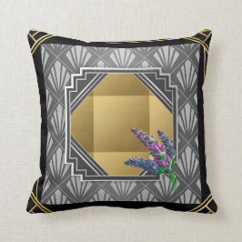 Art Deco English Lavender black grijs zilver goud Kussen