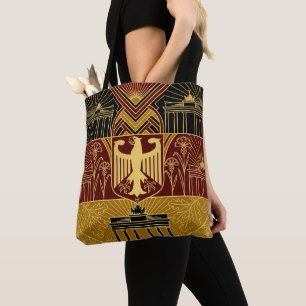 Art Deco Erfgoed Vlag Duitsland Aangepaste Naam Tote Bag