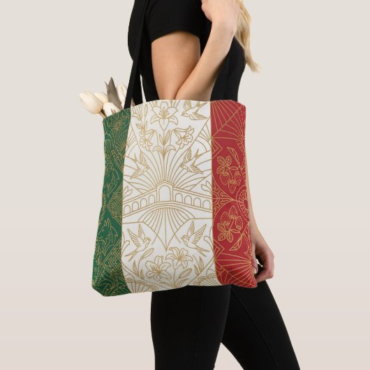 Art Deco Erfgoed Vlag | Italië Aangepaste Naam Tote Bag (Dichtbij)