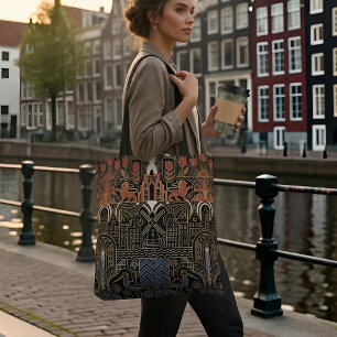 Art Deco Erfgoed Vlag Nederland Aangepaste Naam Tote Bag