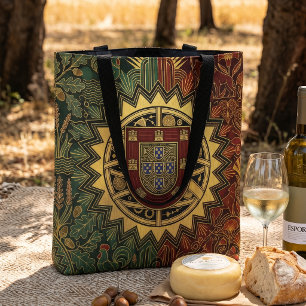 Art Deco Erfgoed Vlag Portugal Aangepaste Naam Tote Bag