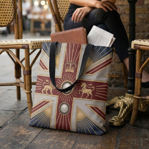 Art Deco erfgoed vlag Verenigd Koninkrijk aangepas Tote Bag