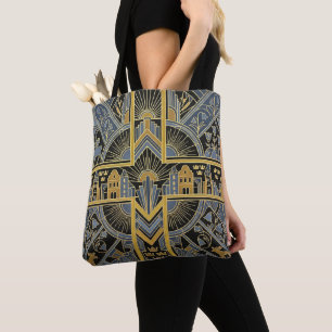 Art Deco Erfgoed Vlag Zweden Aangepaste Naam Tote Bag