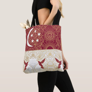 Art Deco-erfgoedvlag Singapore Aangepaste naam Tote Bag