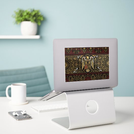 Art Deco erfgoedvlag | Spanje | Klassieke sticker (Laptop op bureau)