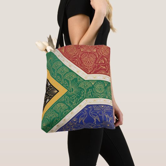 Art Deco-erfgoedvlag | Zuid-Afrika Aangepaste naam Tote Bag (Dichtbij)