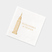 Art Deco ESB NYC Skyline Trouwpaar Folie Servetten (Links)